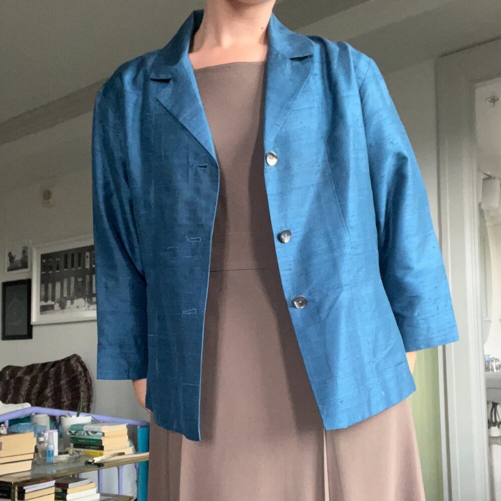 Blue silk blazer
